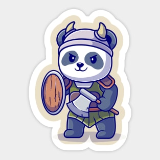 Cute Panda Knight Viking Cartoon Sticker